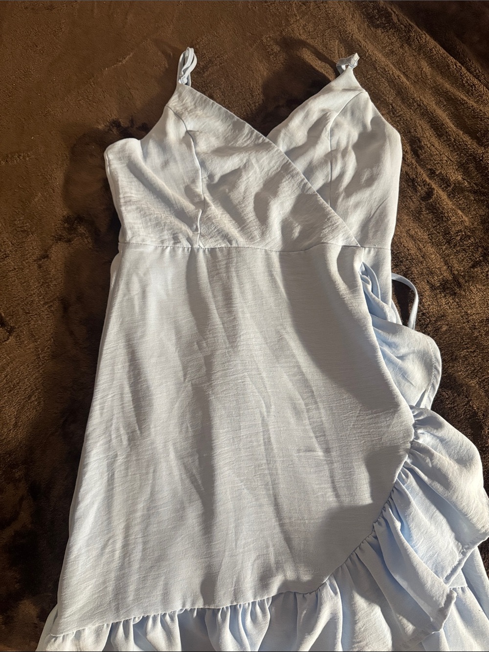 Streetwear Society Light Blue Ruffle Wrap Slip Dress